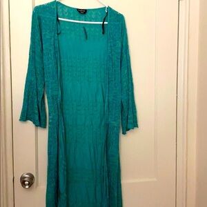 NWT Bebe green high slit duster kimono (no belt)